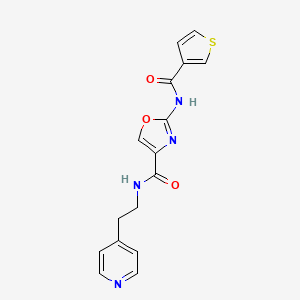 molecular formula C16H14N4O3S B6503565 N-[2-(pyridin-4-yl)ethyl]-2-(thiophene-3-amido)-1,3-oxazole-4-carboxamide CAS No. 1396881-83-6