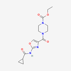molecular formula C15H20N4O5 B6503569 ethyl 4-(2-cyclopropaneamido-1,3-oxazole-4-carbonyl)piperazine-1-carboxylate CAS No. 1396881-91-6