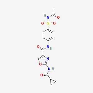 molecular formula C16H16N4O6S B6503582 2-cyclopropaneamido-N-[4-(acetamidosulfonyl)phenyl]-1,3-oxazole-4-carboxamide CAS No. 1396815-24-9
