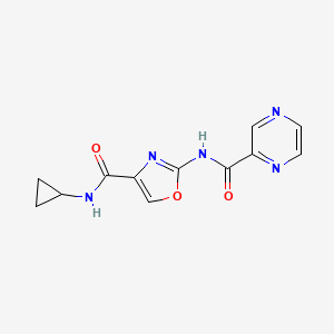 molecular formula C12H11N5O3 B6503590 N-[4-(cyclopropylcarbamoyl)-1,3-oxazol-2-yl]pyrazine-2-carboxamide CAS No. 1396865-18-1