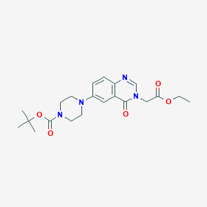 molecular formula C21H28N4O5 B065036 1-N-Boc-4-(3-Ethoxycarbonylmethyl-4-oxo-3,4-dihydro-quinazolin-6-yl)piperazine CAS No. 183622-37-9