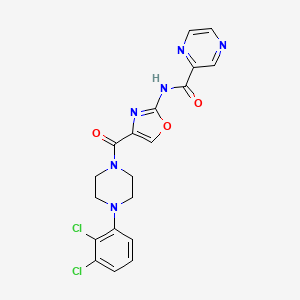 molecular formula C19H16Cl2N6O3 B6503603 N-{4-[4-(2,3-dichlorophenyl)piperazine-1-carbonyl]-1,3-oxazol-2-yl}pyrazine-2-carboxamide CAS No. 1396679-58-5