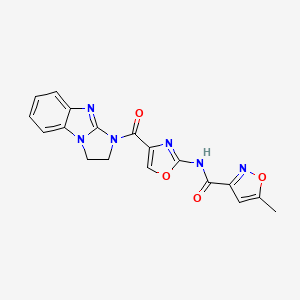 molecular formula C18H14N6O4 B6503630 5-methyl-N-(4-{2,5,7-triazatricyclo[6.4.0.0^{2,6}]dodeca-1(8),6,9,11-tetraene-5-carbonyl}-1,3-oxazol-2-yl)-1,2-oxazole-3-carboxamide CAS No. 1421492-26-3