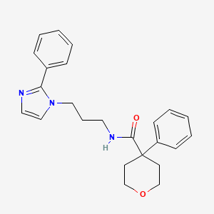 4-phenyl-N-[3-(2-phenyl-1H-imidazol-1-yl)propyl]oxane-4-carboxamide