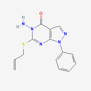 molecular formula C14H13N5OS B6503756 5-amino-1-phenyl-6-(prop-2-en-1-ylsulfanyl)-1H,4H,5H-pyrazolo[3,4-d]pyrimidin-4-one CAS No. 4848-69-5