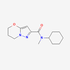 molecular formula C14H21N3O2 B6503778 N-cyclohexyl-N-methyl-5H,6H,7H-pyrazolo[3,2-b][1,3]oxazine-2-carboxamide CAS No. 1428352-36-6