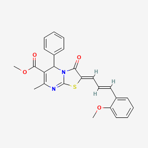 methyl (2Z)-2-[(2E)-3-(2-methoxyphenyl)prop-2-en-1-ylidene]-7-methyl-3-oxo-5-phenyl-2H,3H,5H-[1,3]thiazolo[3,2-a]pyrimidine-6-carboxylate
