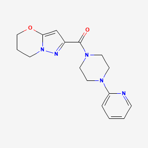 molecular formula C16H19N5O2 B6503791 1-{5H,6H,7H-pyrazolo[3,2-b][1,3]oxazine-2-carbonyl}-4-(pyridin-2-yl)piperazine CAS No. 1421457-84-2