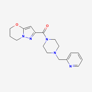molecular formula C17H21N5O2 B6503799 1-{5H,6H,7H-pyrazolo[3,2-b][1,3]oxazine-2-carbonyl}-4-[(pyridin-2-yl)methyl]piperazine CAS No. 1421508-47-5
