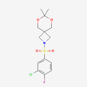 molecular formula C14H17ClFNO4S B6503836 2-(3-chloro-4-fluorobenzenesulfonyl)-7,7-dimethyl-6,8-dioxa-2-azaspiro[3.5]nonane CAS No. 1396785-37-7