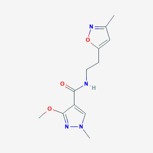 molecular formula C12H16N4O3 B6503843 3-methoxy-1-methyl-N-(2-(3-methylisoxazol-5-yl)ethyl)-1H-pyrazole-4-carboxamide CAS No. 1421517-74-9