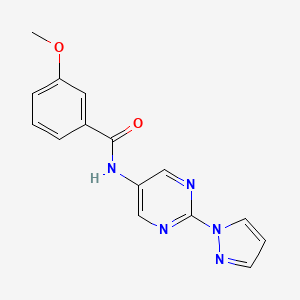 molecular formula C15H13N5O2 B6503854 3-methoxy-N-[2-(1H-pyrazol-1-yl)pyrimidin-5-yl]benzamide CAS No. 1396685-17-8