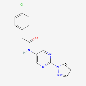 molecular formula C15H12ClN5O B6503855 2-(4-chlorophenyl)-N-[2-(1H-pyrazol-1-yl)pyrimidin-5-yl]acetamide CAS No. 1421509-62-7