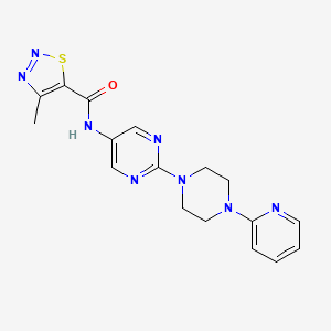 molecular formula C17H18N8OS B6503904 4-methyl-N-{2-[4-(pyridin-2-yl)piperazin-1-yl]pyrimidin-5-yl}-1,2,3-thiadiazole-5-carboxamide CAS No. 1421475-40-2