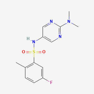 molecular formula C13H15FN4O2S B6503938 N-[2-(dimethylamino)pyrimidin-5-yl]-5-fluoro-2-methylbenzene-1-sulfonamide CAS No. 1396853-57-8