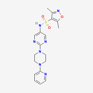 molecular formula C18H21N7O3S B6503942 3,5-dimethyl-N-{2-[4-(pyridin-2-yl)piperazin-1-yl]pyrimidin-5-yl}-1,2-oxazole-4-sulfonamide CAS No. 1396747-47-9
