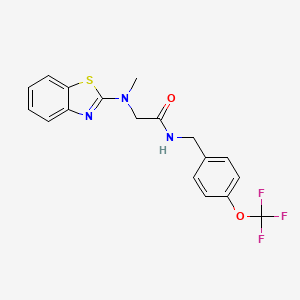 molecular formula C18H16F3N3O2S B6503954 2-[(1,3-benzothiazol-2-yl)(methyl)amino]-N-{[4-(trifluoromethoxy)phenyl]methyl}acetamide CAS No. 1351662-26-4