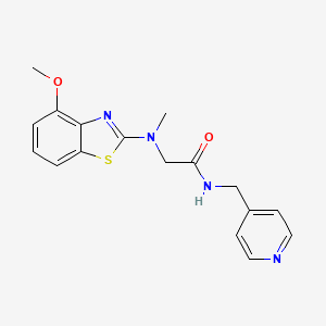 molecular formula C17H18N4O2S B6503967 2-[(4-methoxy-1,3-benzothiazol-2-yl)(methyl)amino]-N-[(pyridin-4-yl)methyl]acetamide CAS No. 1396862-07-9