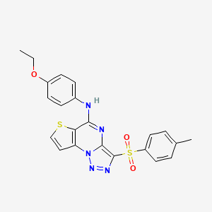 molecular formula C22H19N5O3S2 B6503970 N-(4-ethoxyphenyl)-10-(4-methylbenzenesulfonyl)-5-thia-1,8,11,12-tetraazatricyclo[7.3.0.0^{2,6}]dodeca-2(6),3,7,9,11-pentaen-7-amine CAS No. 892733-95-8