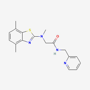 molecular formula C18H20N4OS B6503985 2-[(4,7-dimethyl-1,3-benzothiazol-2-yl)(methyl)amino]-N-[(pyridin-2-yl)methyl]acetamide CAS No. 1351644-05-7