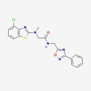 molecular formula C19H16ClN5O2S B6503997 2-[(4-chloro-1,3-benzothiazol-2-yl)(methyl)amino]-N-[(3-phenyl-1,2,4-oxadiazol-5-yl)methyl]acetamide CAS No. 1396876-28-0