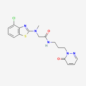 molecular formula C17H18ClN5O2S B6504003 2-[(4-chloro-1,3-benzothiazol-2-yl)(methyl)amino]-N-[3-(6-oxo-1,6-dihydropyridazin-1-yl)propyl]acetamide CAS No. 1396748-14-3