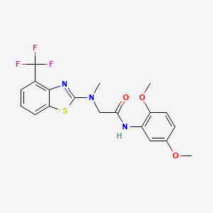 molecular formula C19H18F3N3O3S B6504009 N-(2,5-dimethoxyphenyl)-2-{methyl[4-(trifluoromethyl)-1,3-benzothiazol-2-yl]amino}acetamide CAS No. 1396877-03-4