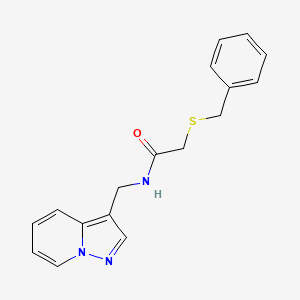 molecular formula C17H17N3OS B6504029 2-(benzylsulfanyl)-N-({pyrazolo[1,5-a]pyridin-3-yl}methyl)acetamide CAS No. 1396802-77-9