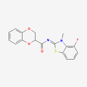 molecular formula C17H13FN2O3S B6504037 N-[(2Z)-4-fluoro-3-methyl-2,3-dihydro-1,3-benzothiazol-2-ylidene]-2,3-dihydro-1,4-benzodioxine-2-carboxamide CAS No. 868375-84-2