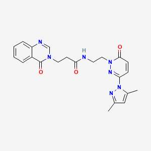 molecular formula C22H23N7O3 B6504044 N-{2-[3-(3,5-dimethyl-1H-pyrazol-1-yl)-6-oxo-1,6-dihydropyridazin-1-yl]ethyl}-3-(4-oxo-3,4-dihydroquinazolin-3-yl)propanamide CAS No. 1351647-39-6