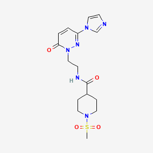 molecular formula C16H22N6O4S B6504049 N-{2-[3-(1H-imidazol-1-yl)-6-oxo-1,6-dihydropyridazin-1-yl]ethyl}-1-methanesulfonylpiperidine-4-carboxamide CAS No. 1396791-69-7