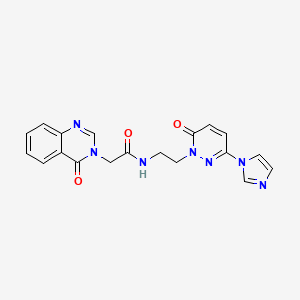 molecular formula C19H17N7O3 B6504053 N-{2-[3-(1H-imidazol-1-yl)-6-oxo-1,6-dihydropyridazin-1-yl]ethyl}-2-(4-oxo-3,4-dihydroquinazolin-3-yl)acetamide CAS No. 1396710-32-9
