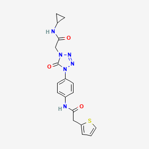 molecular formula C18H18N6O3S B6504118 N-cyclopropyl-2-(5-oxo-4-{4-[2-(thiophen-2-yl)acetamido]phenyl}-4,5-dihydro-1H-1,2,3,4-tetrazol-1-yl)acetamide CAS No. 1396712-55-2