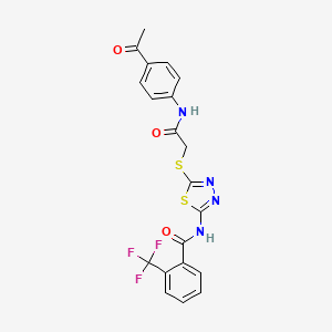 molecular formula C20H15F3N4O3S2 B6504123 N-[5-({[(4-acetylphenyl)carbamoyl]methyl}sulfanyl)-1,3,4-thiadiazol-2-yl]-2-(trifluoromethyl)benzamide CAS No. 868975-14-8