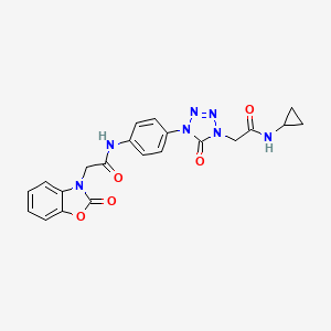 molecular formula C21H19N7O5 B6504128 N-cyclopropyl-2-(5-oxo-4-{4-[2-(2-oxo-2,3-dihydro-1,3-benzoxazol-3-yl)acetamido]phenyl}-4,5-dihydro-1H-1,2,3,4-tetrazol-1-yl)acetamide CAS No. 1396864-85-9