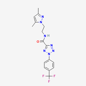 molecular formula C16H16F3N7O B6504185 N-[2-(3,5-dimethyl-1H-pyrazol-1-yl)ethyl]-2-[4-(trifluoromethyl)phenyl]-2H-1,2,3,4-tetrazole-5-carboxamide CAS No. 1396625-68-5