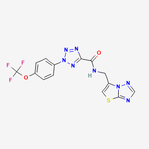 molecular formula C14H9F3N8O2S B6504238 N-({[1,2,4]triazolo[3,2-b][1,3]thiazol-6-yl}methyl)-2-[4-(trifluoromethoxy)phenyl]-2H-1,2,3,4-tetrazole-5-carboxamide CAS No. 1396746-49-8