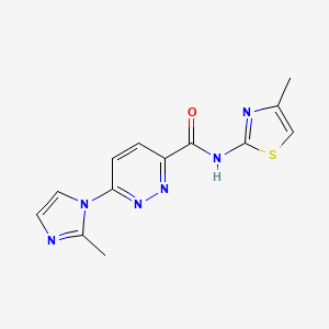 molecular formula C13H12N6OS B6504250 N-(4-methyl-1,3-thiazol-2-yl)-6-(2-methyl-1H-imidazol-1-yl)pyridazine-3-carboxamide CAS No. 1396782-77-6