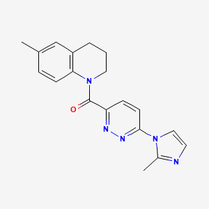 molecular formula C19H19N5O B6504257 6-methyl-1-[6-(2-methyl-1H-imidazol-1-yl)pyridazine-3-carbonyl]-1,2,3,4-tetrahydroquinoline CAS No. 1396782-82-3