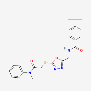 molecular formula C23H26N4O3S B6504278 4-tert-butyl-N-{[5-({[methyl(phenyl)carbamoyl]methyl}sulfanyl)-1,3,4-oxadiazol-2-yl]methyl}benzamide CAS No. 872613-71-3