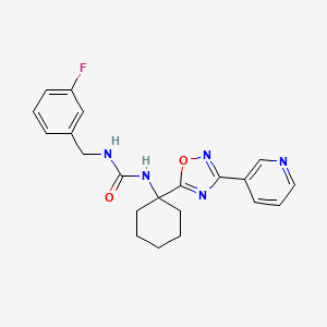 molecular formula C21H22FN5O2 B6504313 1-[(3-fluorophenyl)methyl]-3-{1-[3-(pyridin-3-yl)-1,2,4-oxadiazol-5-yl]cyclohexyl}urea CAS No. 1396856-40-8