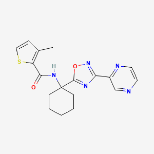 molecular formula C18H19N5O2S B6504319 3-methyl-N-{1-[3-(pyrazin-2-yl)-1,2,4-oxadiazol-5-yl]cyclohexyl}thiophene-2-carboxamide CAS No. 1396876-75-7