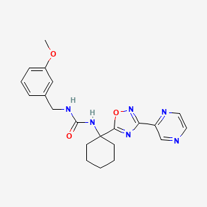 molecular formula C21H24N6O3 B6504325 1-[(3-methoxyphenyl)methyl]-3-{1-[3-(pyrazin-2-yl)-1,2,4-oxadiazol-5-yl]cyclohexyl}urea CAS No. 1396855-21-2