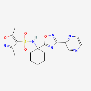 molecular formula C17H20N6O4S B6504326 3,5-dimethyl-N-{1-[3-(pyrazin-2-yl)-1,2,4-oxadiazol-5-yl]cyclohexyl}-1,2-oxazole-4-sulfonamide CAS No. 1396809-48-5