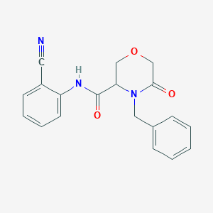 molecular formula C19H17N3O3 B6504327 4-benzyl-N-(2-cyanophenyl)-5-oxomorpholine-3-carboxamide CAS No. 1351581-72-0