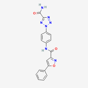 molecular formula C18H13N7O3 B6504341 2-[4-(5-phenyl-1,2-oxazole-3-amido)phenyl]-2H-1,2,3,4-tetrazole-5-carboxamide CAS No. 1396680-78-6