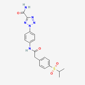 molecular formula C19H20N6O4S B6504344 2-(4-{2-[4-(propane-2-sulfonyl)phenyl]acetamido}phenyl)-2H-1,2,3,4-tetrazole-5-carboxamide CAS No. 1396800-23-9