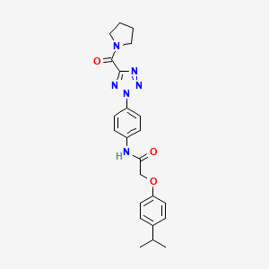 molecular formula C23H26N6O3 B6504350 2-[4-(propan-2-yl)phenoxy]-N-{4-[5-(pyrrolidine-1-carbonyl)-2H-1,2,3,4-tetrazol-2-yl]phenyl}acetamide CAS No. 1396749-11-3