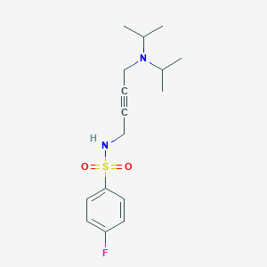 molecular formula C16H23FN2O2S B6504398 N-{4-[bis(propan-2-yl)amino]but-2-yn-1-yl}-4-fluorobenzene-1-sulfonamide CAS No. 1396683-80-9