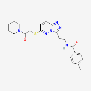molecular formula C22H26N6O2S B6504433 4-methyl-N-[2-(6-{[2-oxo-2-(piperidin-1-yl)ethyl]sulfanyl}-[1,2,4]triazolo[4,3-b]pyridazin-3-yl)ethyl]benzamide CAS No. 872994-55-3